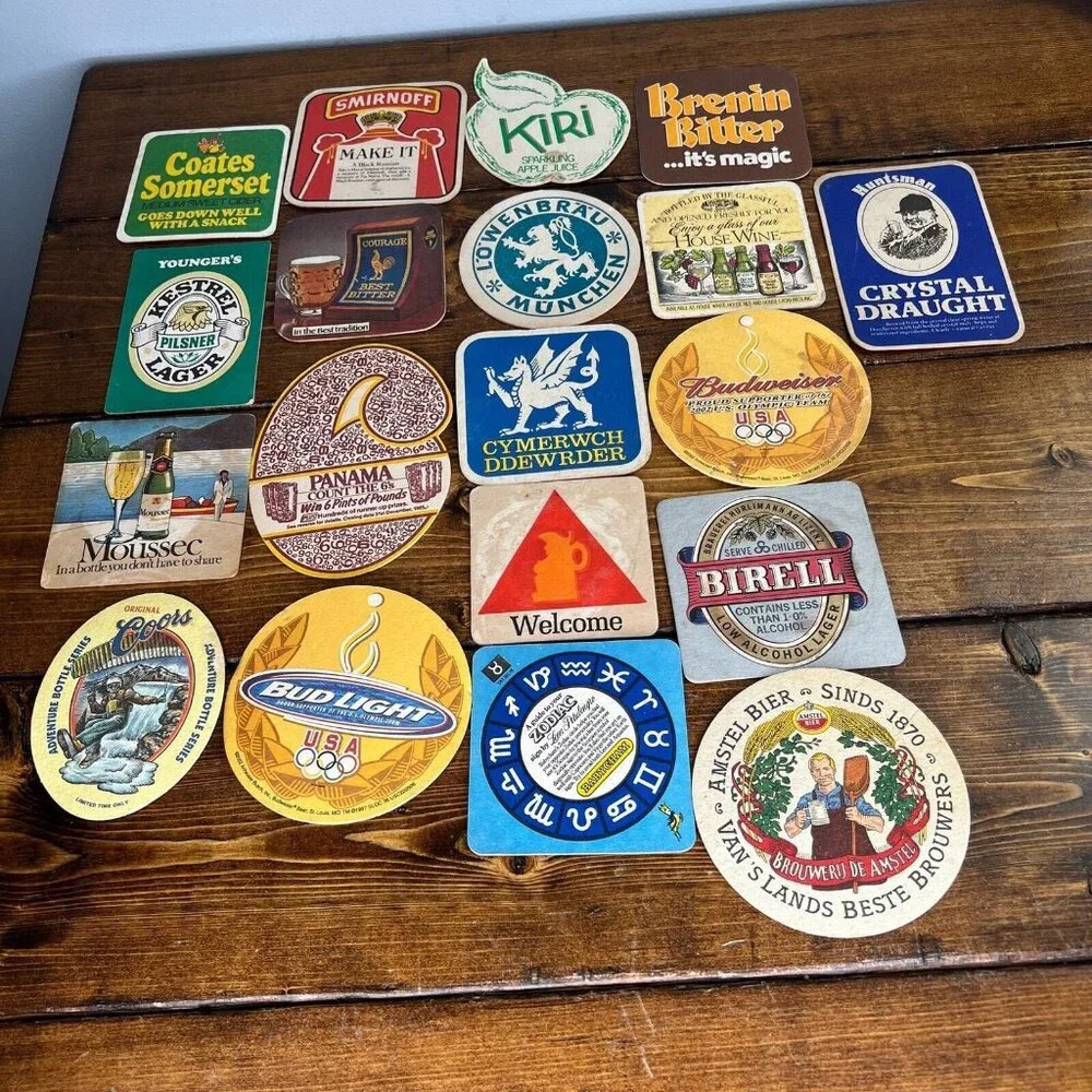 Vintage Coasters Lot Of 19 Brew Beer Pub Brewery Restaurant Cardboard Liquor